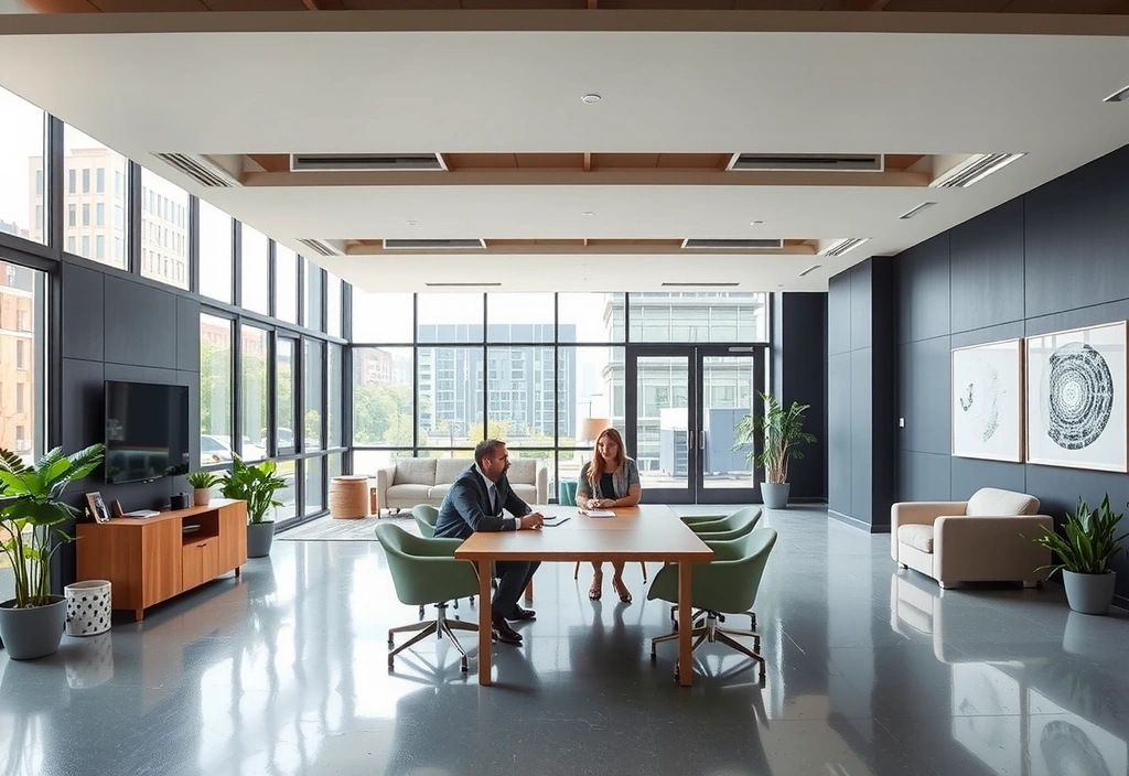 Ufficio con design moderno e persone che collaborano